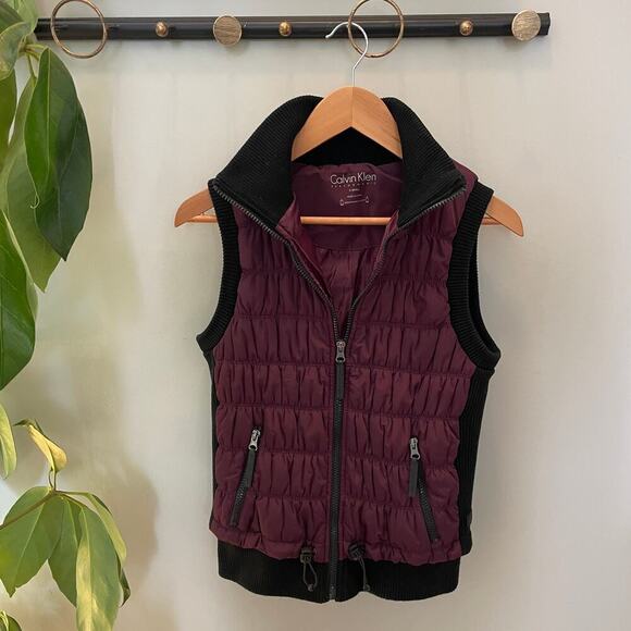 Calvin Klein Performance XS Quilted Vest | Burgundy, Zip Front, $158 EUC - Picture 4 of 10